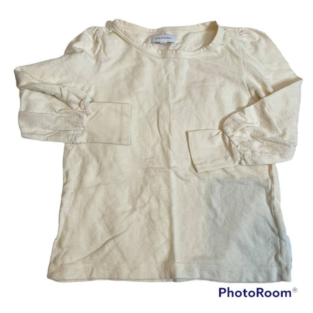 FREE‎ ASSEMBLY Cream Off White Puff Sleeve Thick Knit Top Blouse Small